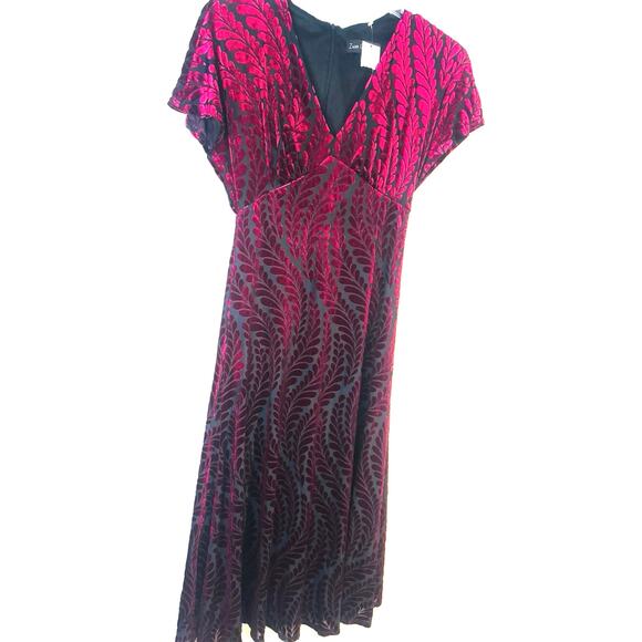 Zarr Collection Womens Dress Size 8 Black Maroon Midi Cocktail Party Holiday NWT - Picture 4 of 9